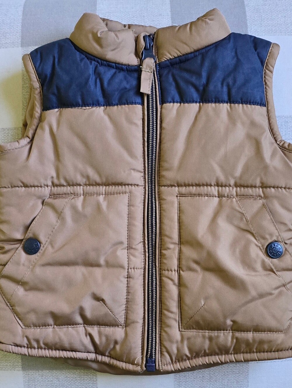 Khaki & Navy Blue Baby Boy Puffer Vest 3-6 Months Koala Kids